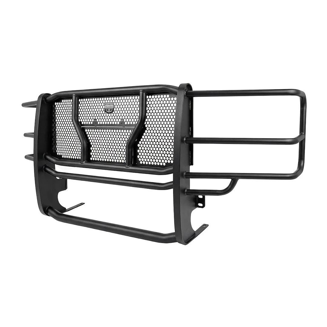 1371P – CATTLEMAN Grille Guard, 1 Piece Powder Coated Black Steel 2-3/8 Inch Diameter With Brush Guard Without Skid P...